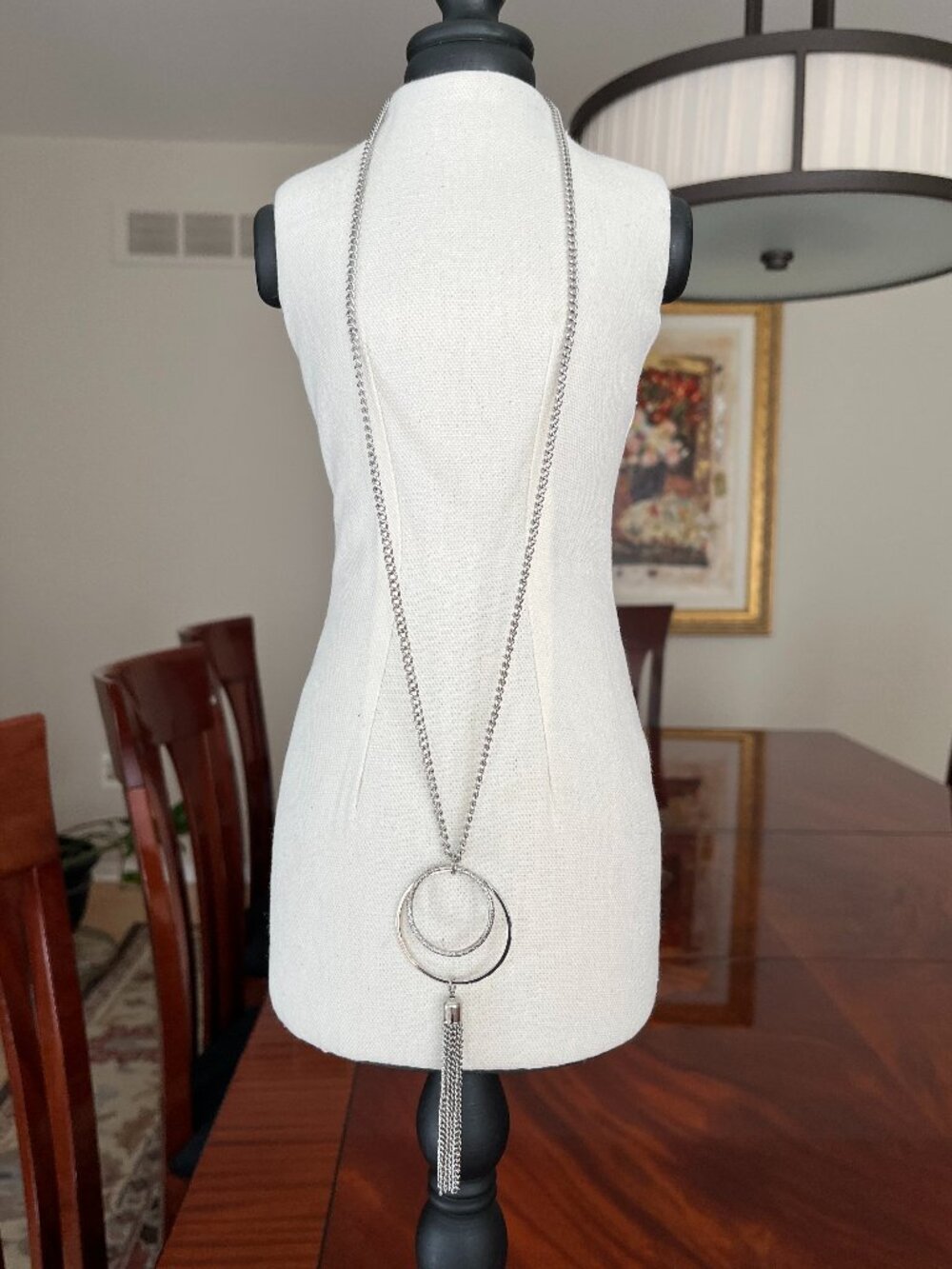 Long silver - look necklace / pendant